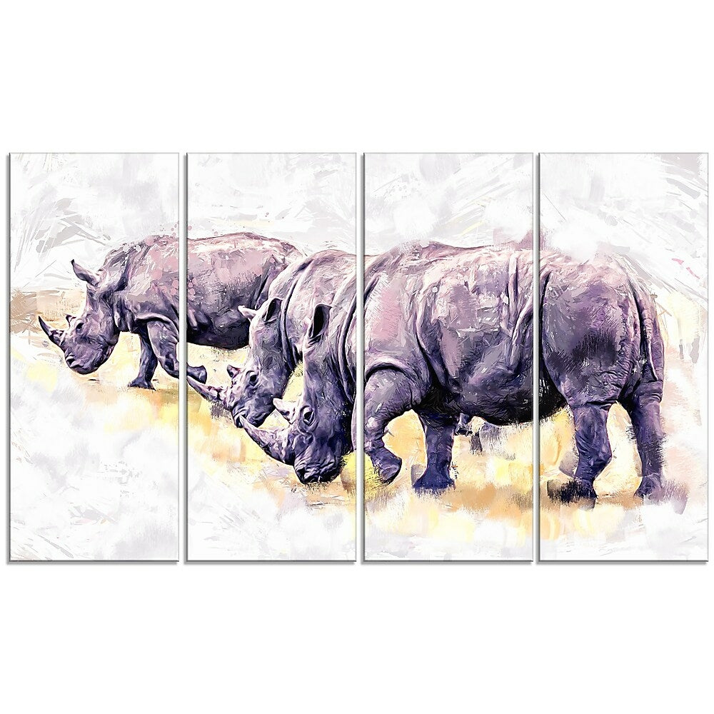 Image of Designart Walking Rhinos Canvas Art Print, 5 Panels, (PT2340-271)