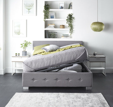 Better Side Opening Grey Linen Ottoman Bed-Better Bed Company 