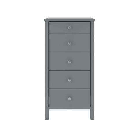 Steens Tromso 5 Draw Grey Narrow Chest Of Draws-Better Bed Company 