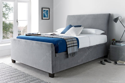 Light Grey Small Double Ottoman Bed