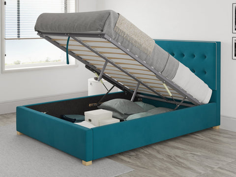 Better Seren Plush Teal Small Double Ottoman Bed