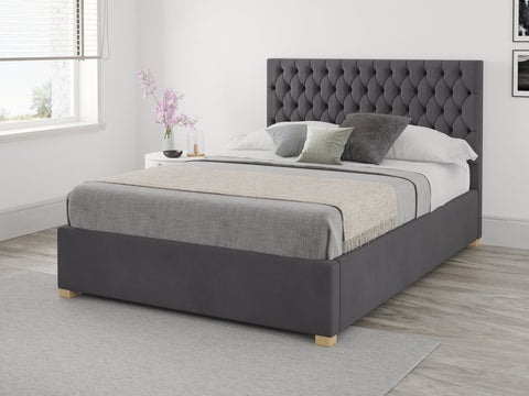 Grey small double ottoman bed 