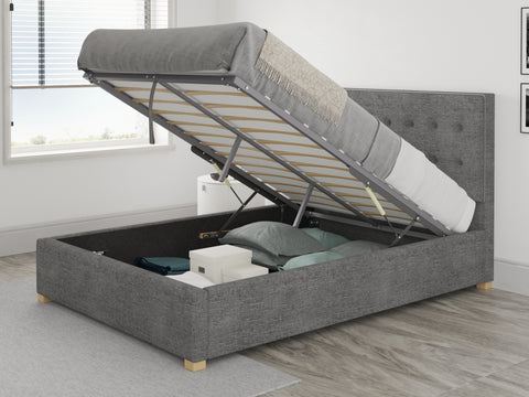 Dark Grey Small Double Ottoman Bed 