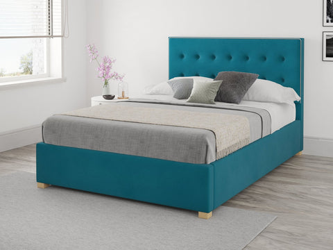 Button Headboard Small Double Ottoman Bed 