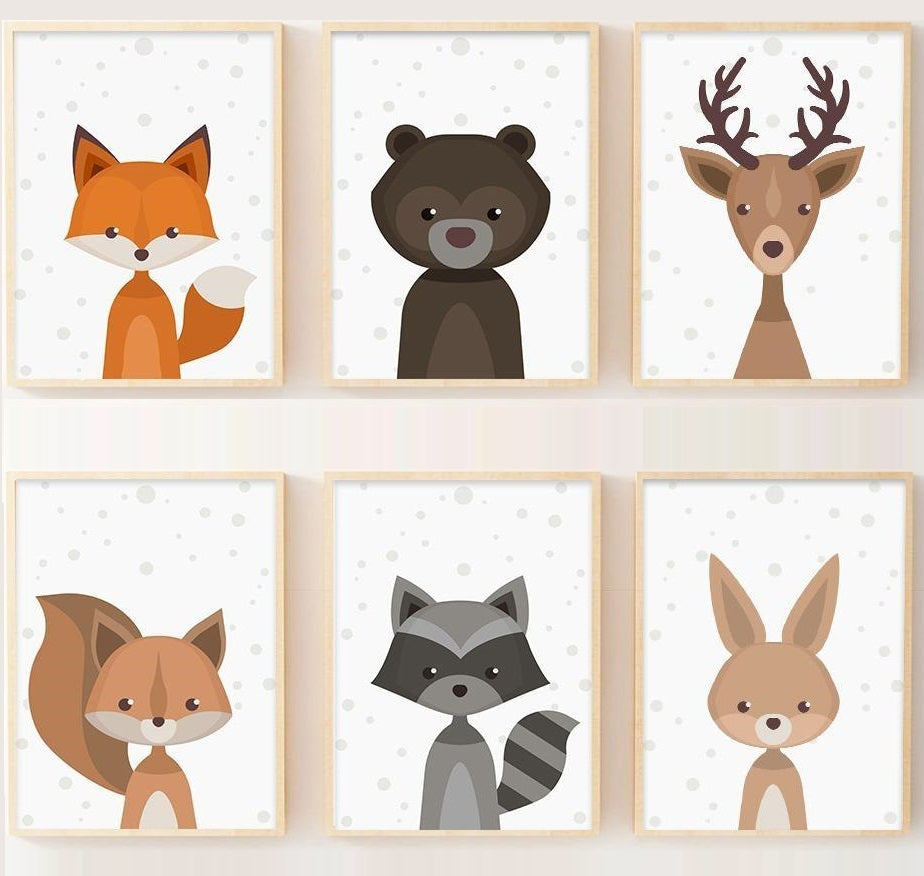 Toile Animaux De La Foret Poster Style Nordique Stock De Cadeaux