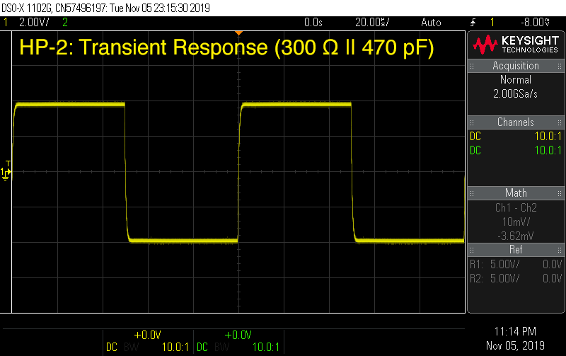 HP-2 transient response (300 Ω || 470 pF)