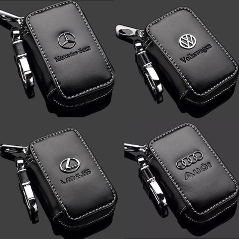 Car key case,Genuine Leather Car Smart Key Chain Keychain Holder Metal –  Borgasets