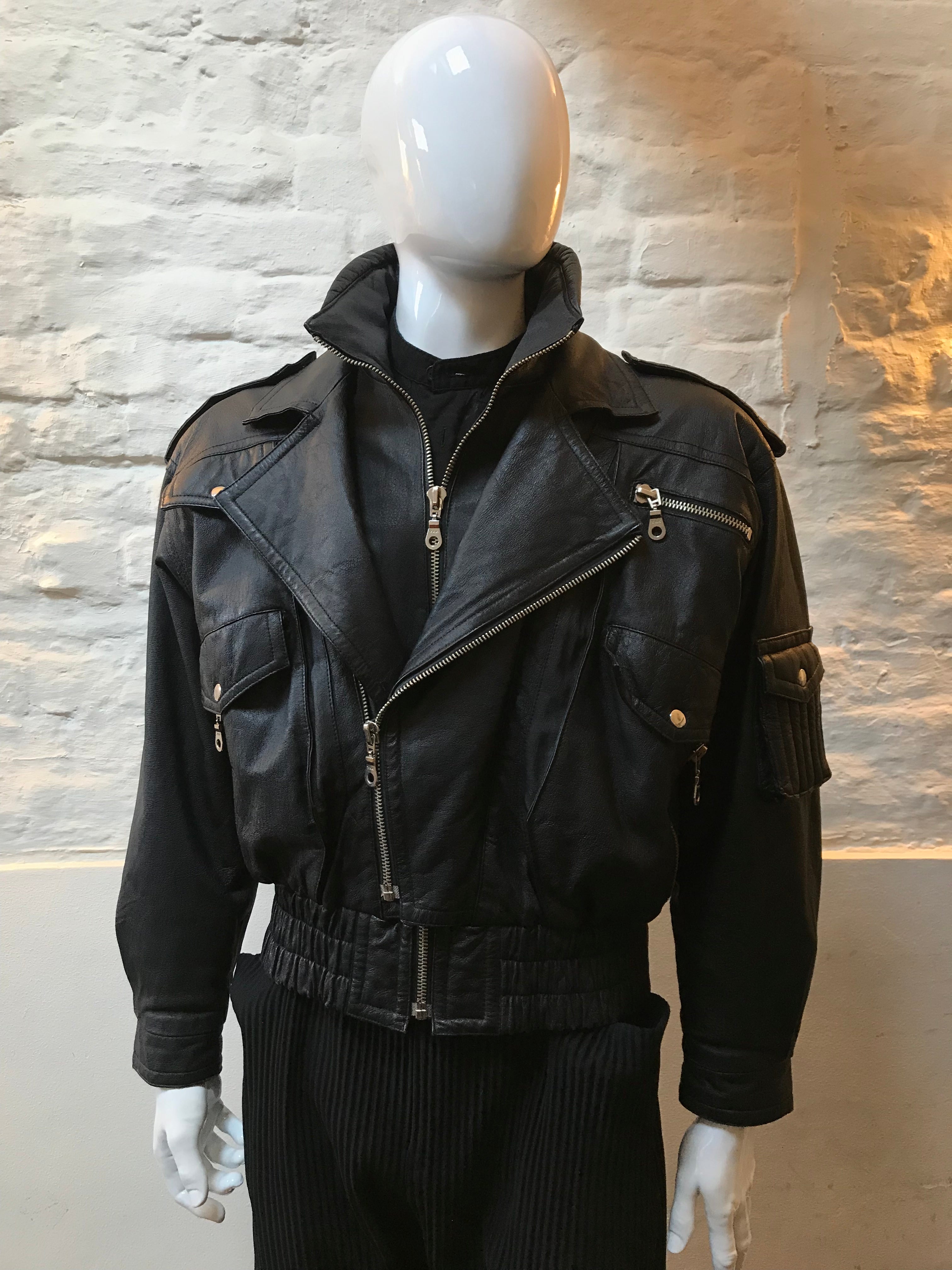 versace leather jacket mens