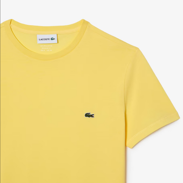 Men\'s Lacoste Crewneck T-shirt Pima Yellow Action 6xp Cotton Jersey – Wear