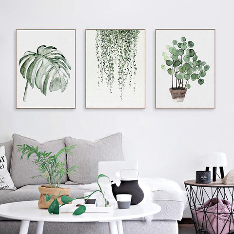 Watercolour Plants, Set of 3