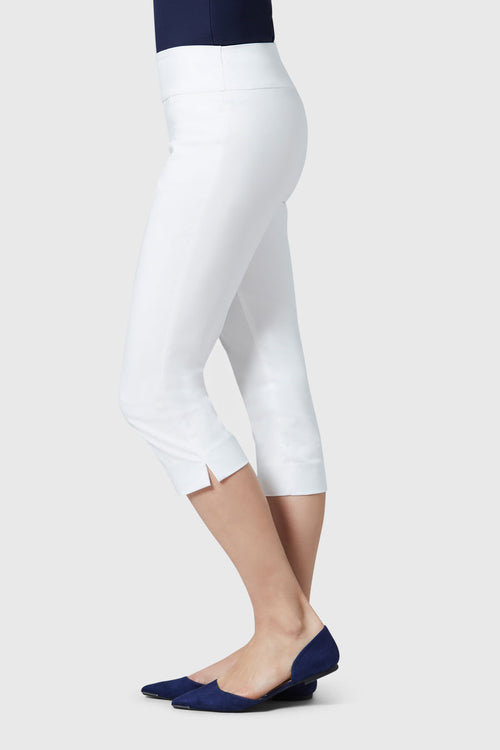 Attyre Womens stretch white pin striped cropped capri pants, size 16