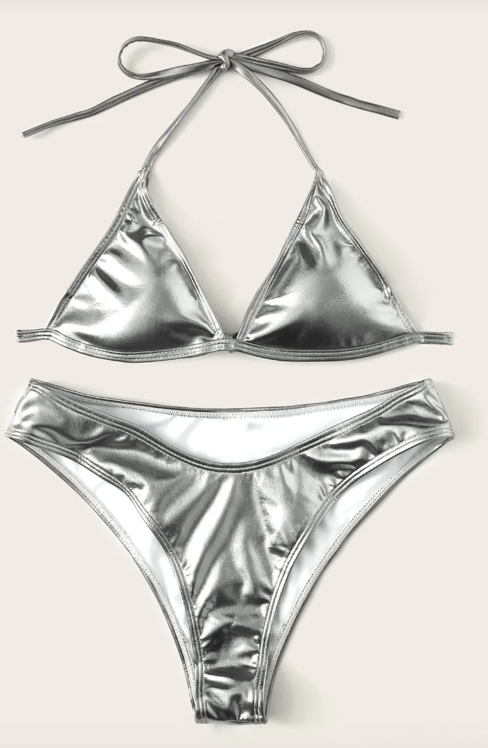 metallic triangle bikini