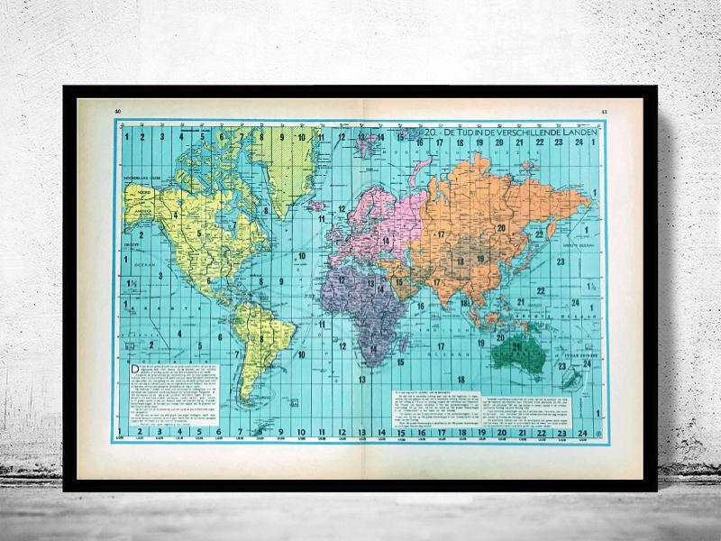 Wereldkaart - Tijdzones 1939 – World of Maps &