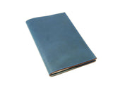 Large Italian Leather Refillable Notebook - Blue 