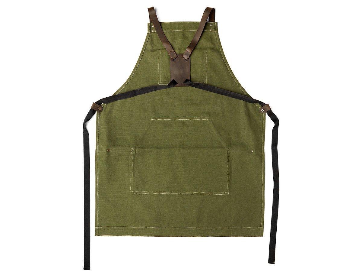 Canvas and Leather Apron - Green | Apron by olpr USA