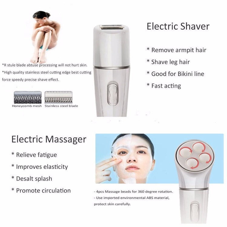 5 in 1 Ultimate Beauty Kit: Epilator, Facial Cleansing Brush, Body Hair Removal, Bikini Trimmer and Eyebrow Razor