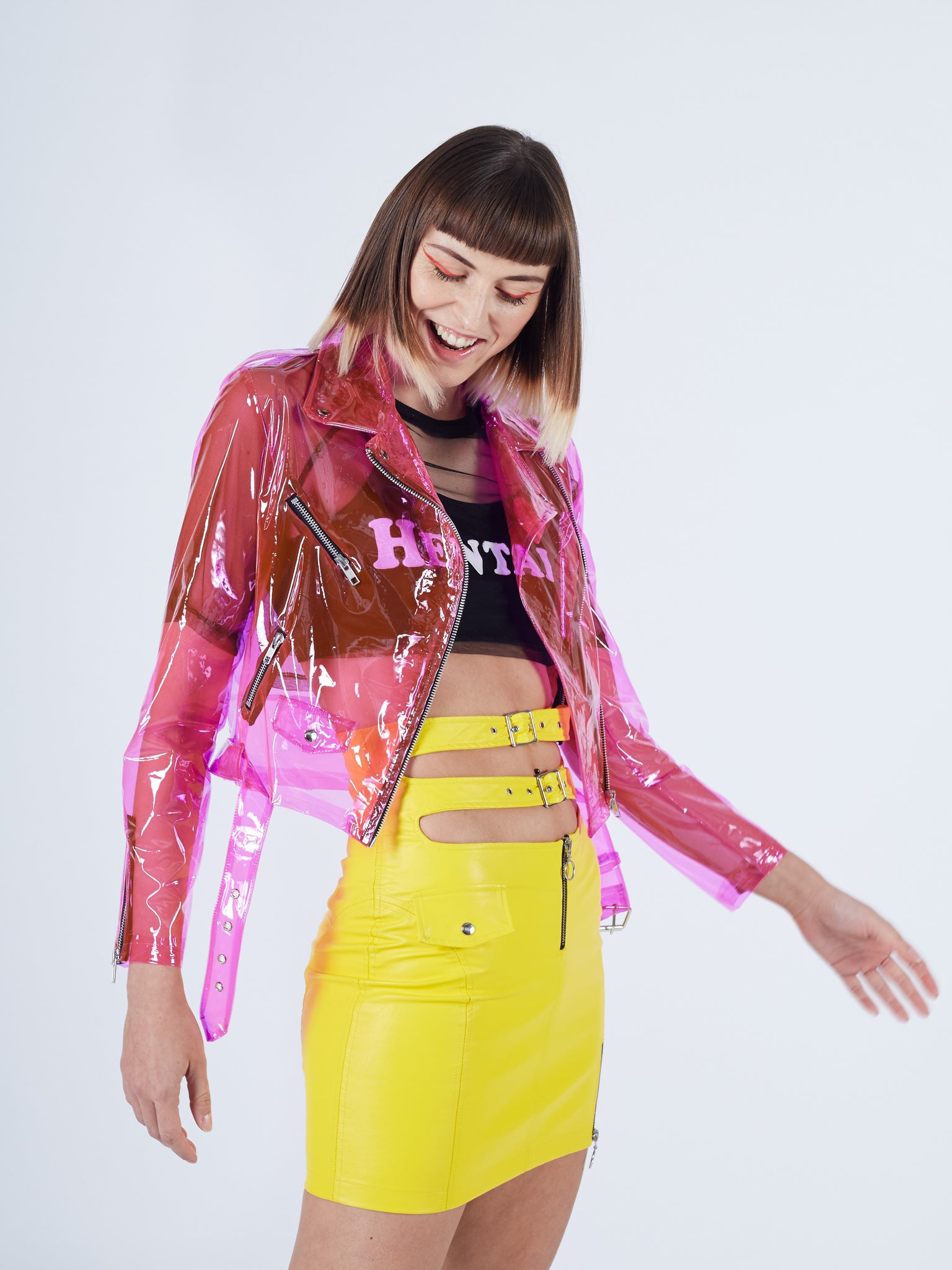 Rubber Soul Biker Jacket in Hot Pink 