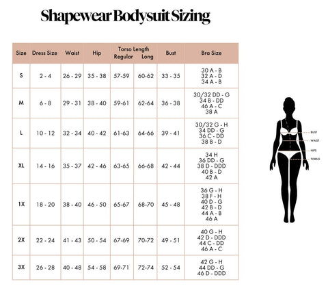 Size chart – Pinsy Shapewear