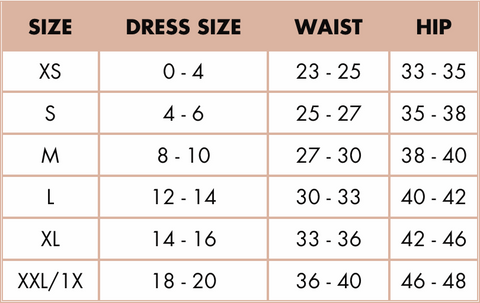 Shapewear Size Guide for 6 Different Shapewear