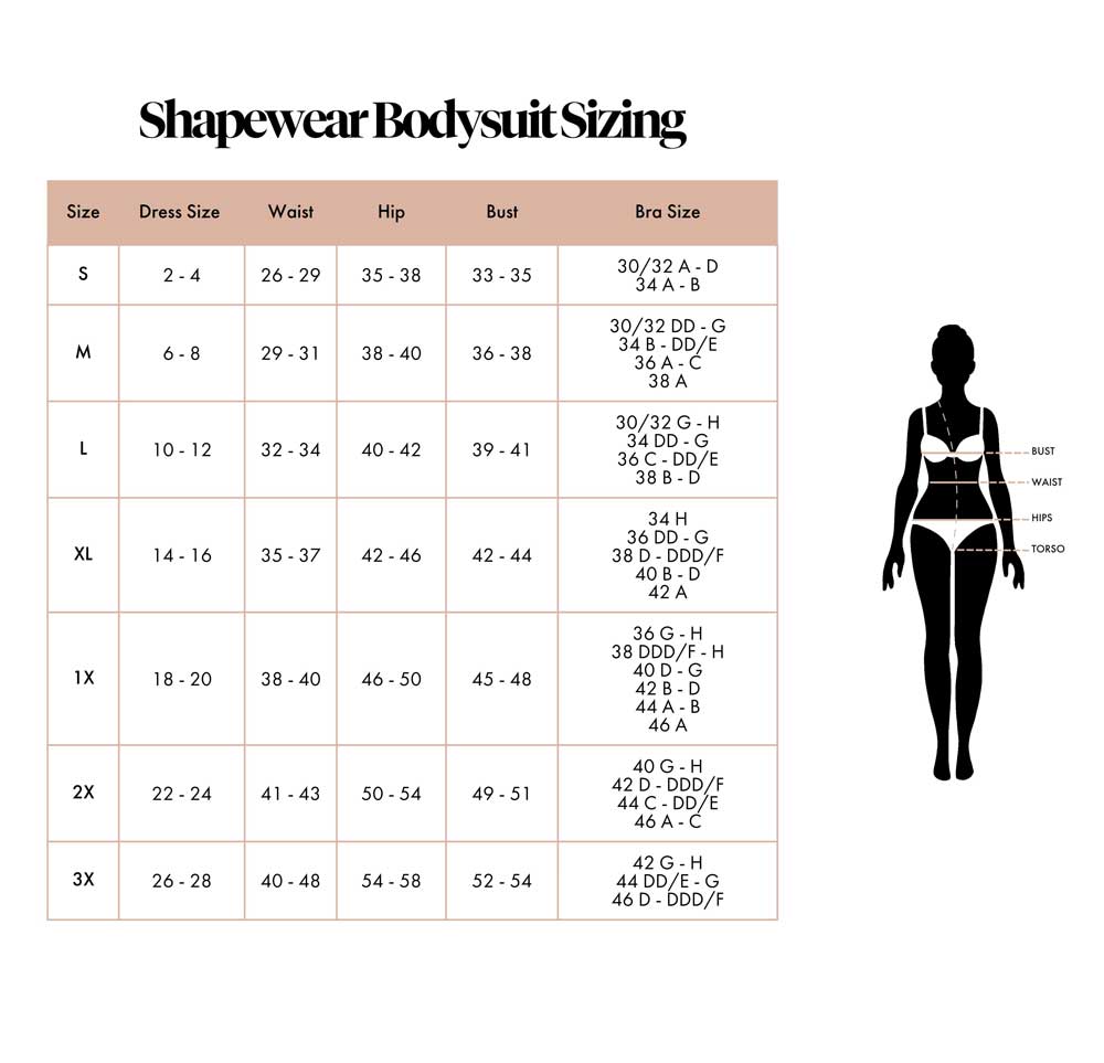 Bra Size Chart Spanx, Shape & Sculte your body