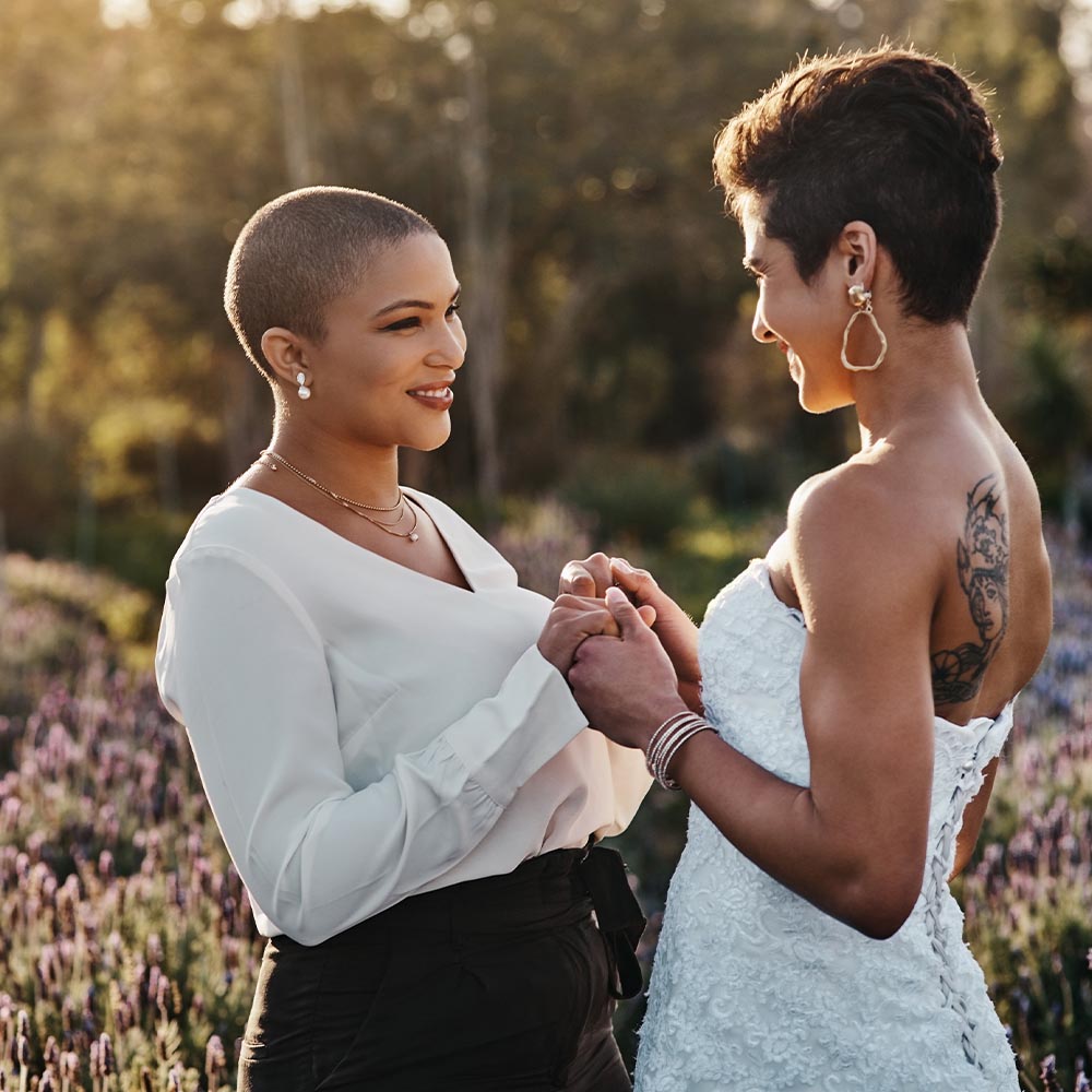 Two happy women getting married