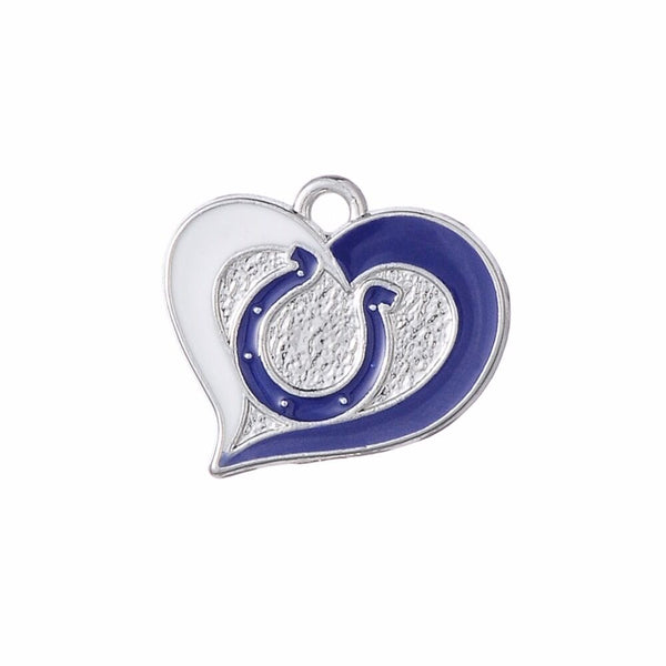 Indianapolis Colts Football Charm Swirl Heart Dangle Fashion Clasp Bracelet - Matties Modern Jewelry