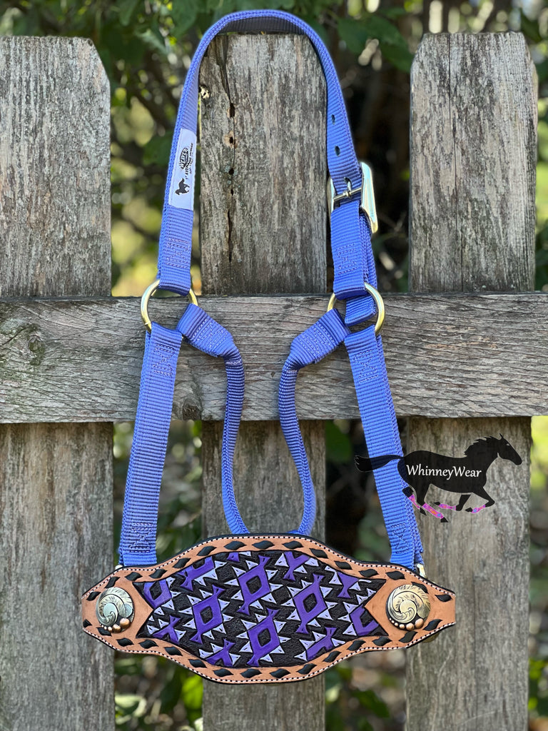 Bronc halter Full floral tooled Wide trophy style noseband Medium