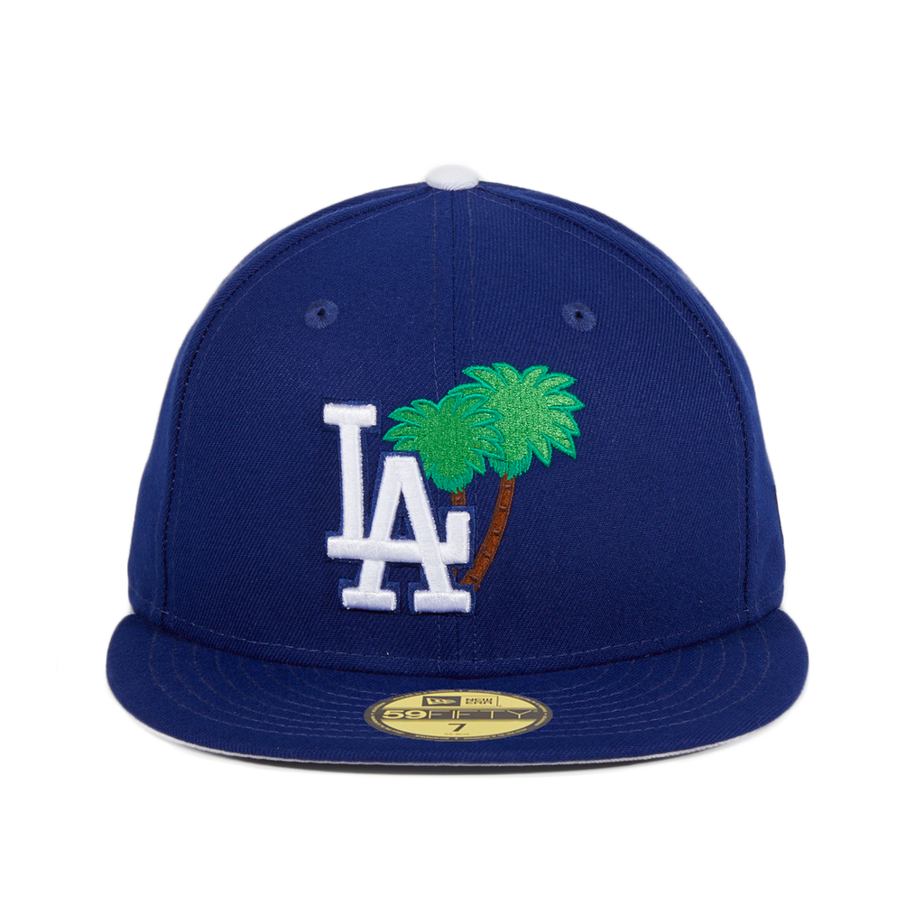 New Era 59fifty Los Angeles Dodgers Palm Tree Hat Royal White Demo Hatclub