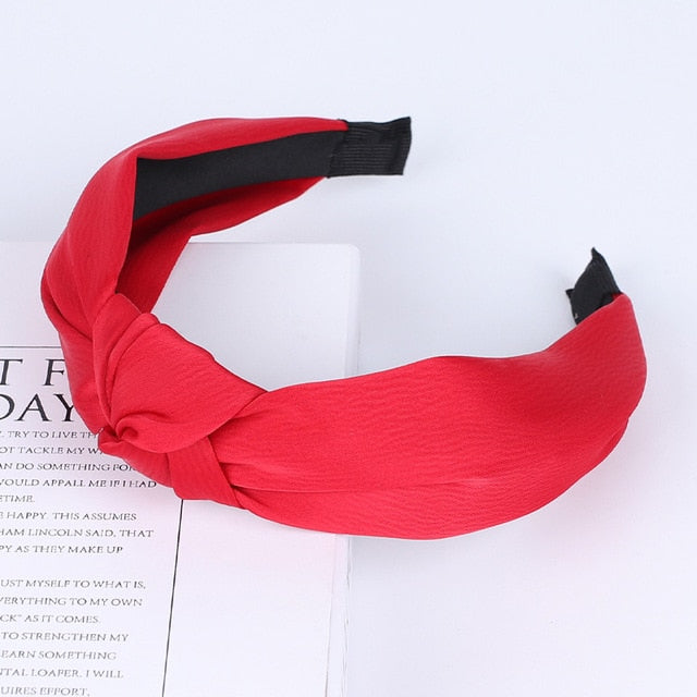 Solid Color Knot Headbands for Women Simple Fabric Girls Hairband Women Hair Accessories Wide Side Hair Band