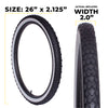 e701 26 inch tire black with white wall