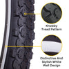 e701 26 inch tire black with white wall