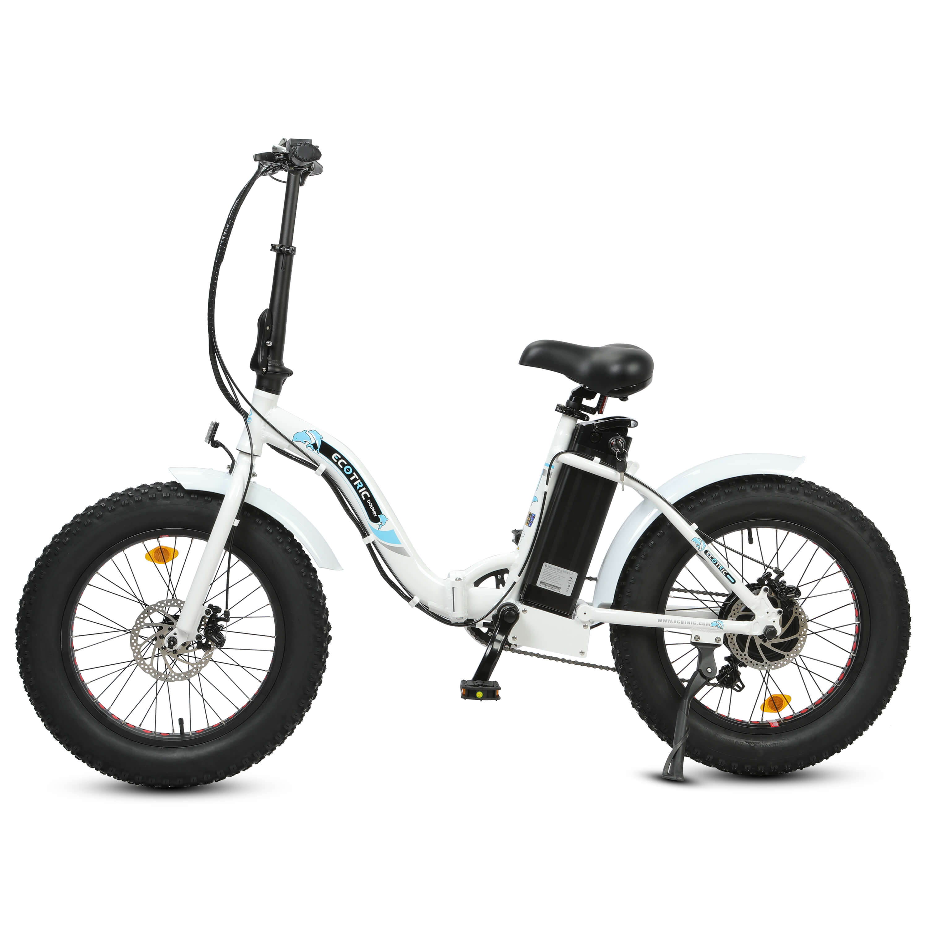 THE DOLPHIN White Portable Folding Fat Tire Electric Bike