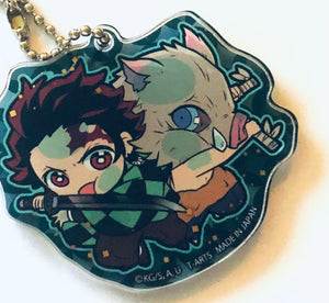Gekijouban Kimetsu no Yaiba: Mugen Ressha-hen - Hashibira Inosuke - Kamado Tanjirou - Acrylic Keychain - Kimetsu no Yaiba Mugen Ressha-hen Pita! Deforme Acrylic Keychain - Pita! Deforme (Takara Tomy A.R.T.S) - Jadeduo’s Shop LLC
