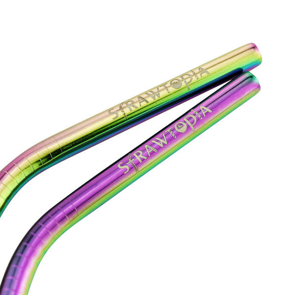 Strawtopia Rainbow and Champagne Metal Straws