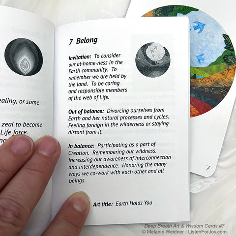 Deep Breath Art & Wisdom Card deck booklet page, #7, Belonging