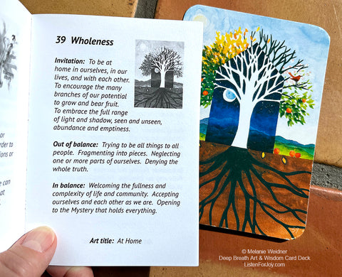 Companion booklet page on Wholeness, next to Art & Wisdom card from the Deep Breath deck