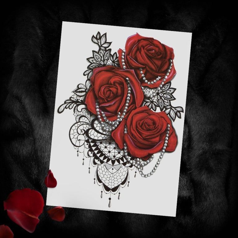 6pcs Rose Lace Mandala Waterproof Temporary Tattoo Sticker Black Henna For  Women  eBay