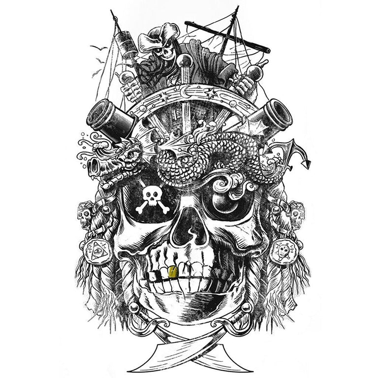 Pirate Skull Tattoo  Reallooking Temporary Tattoos  SimplyInkedin