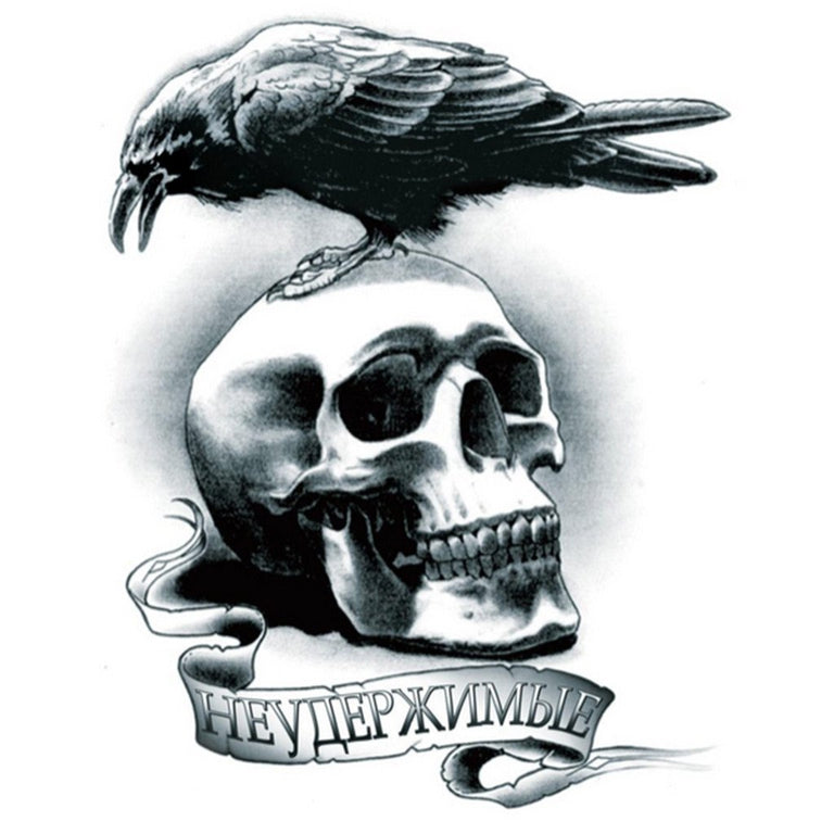 Raven on Skull Tattoo Design