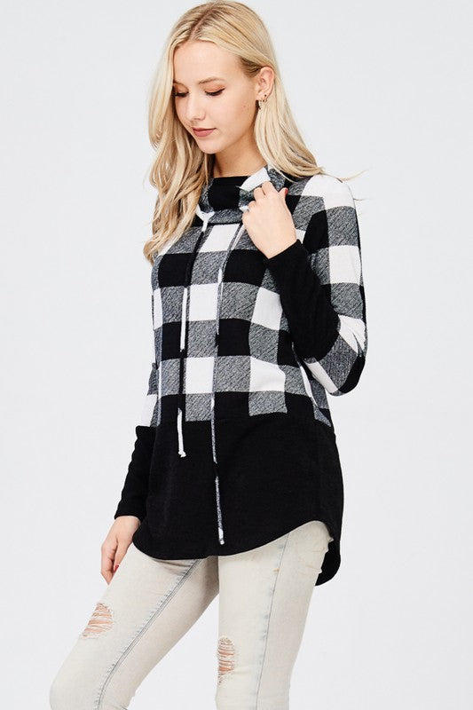 black and white checkered sweater