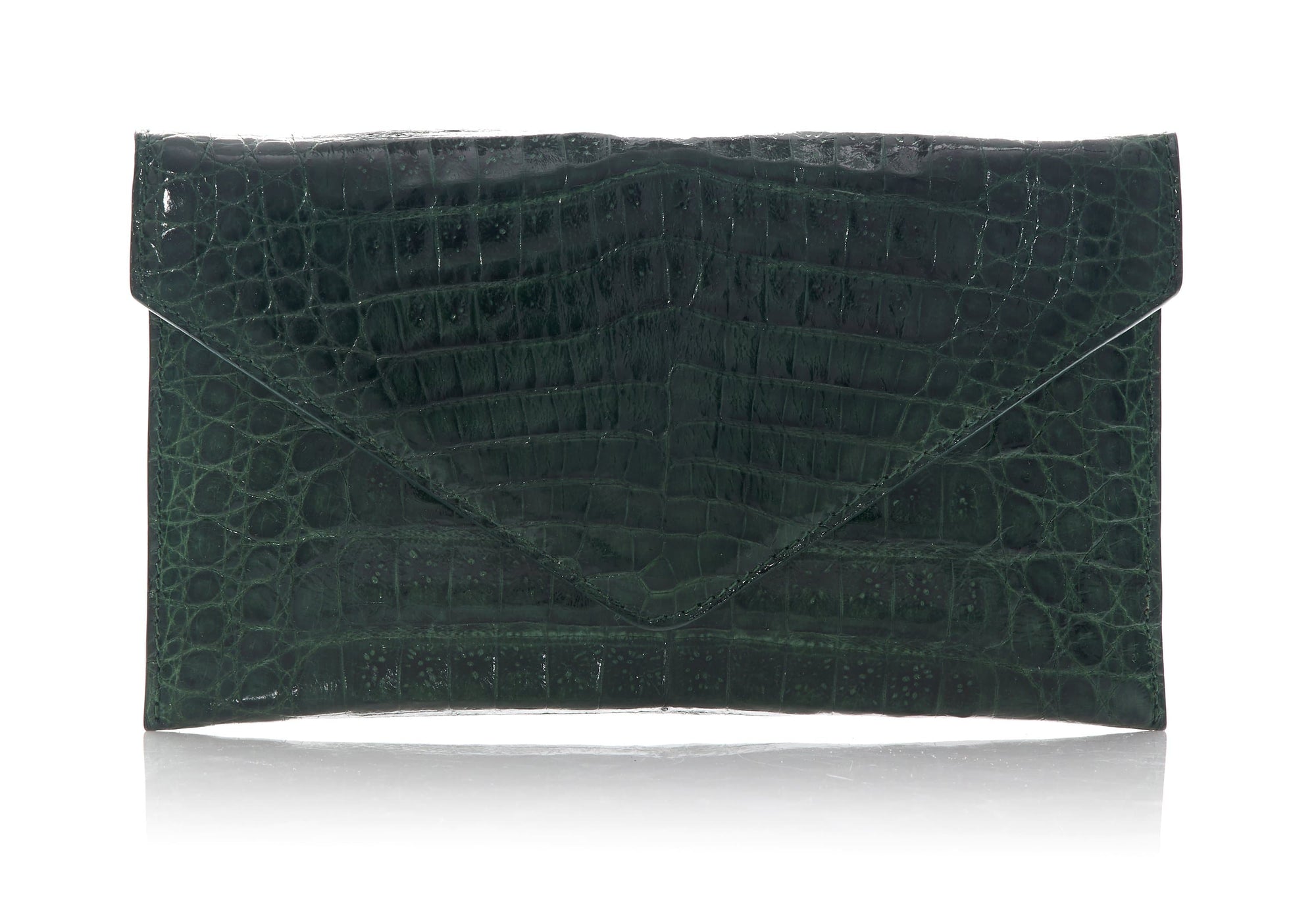 Rounded Clutch - Emerald Green Alligator