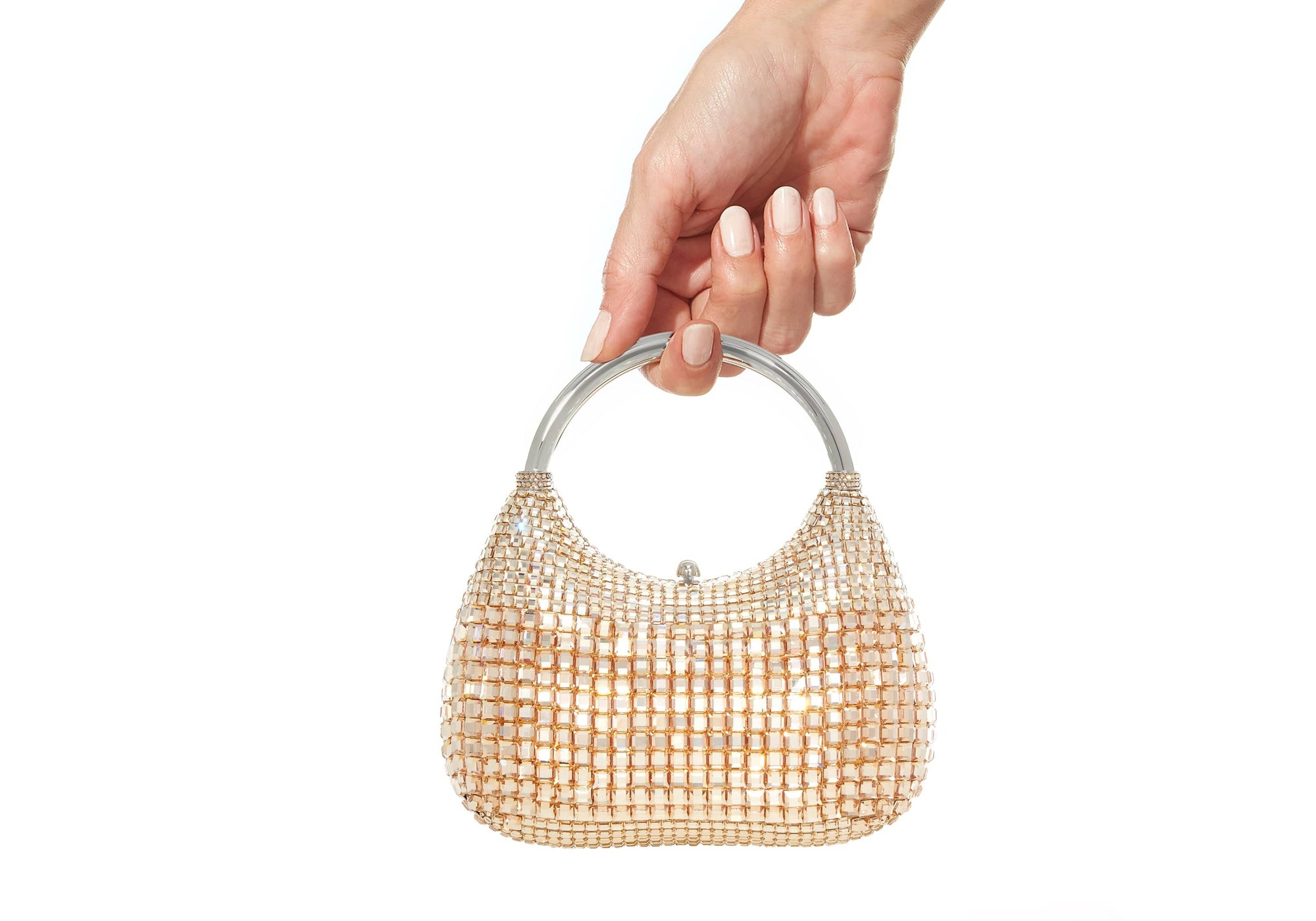 JUDITH LEIBER COUTURE Disco crystal-embellished silver-tone tote