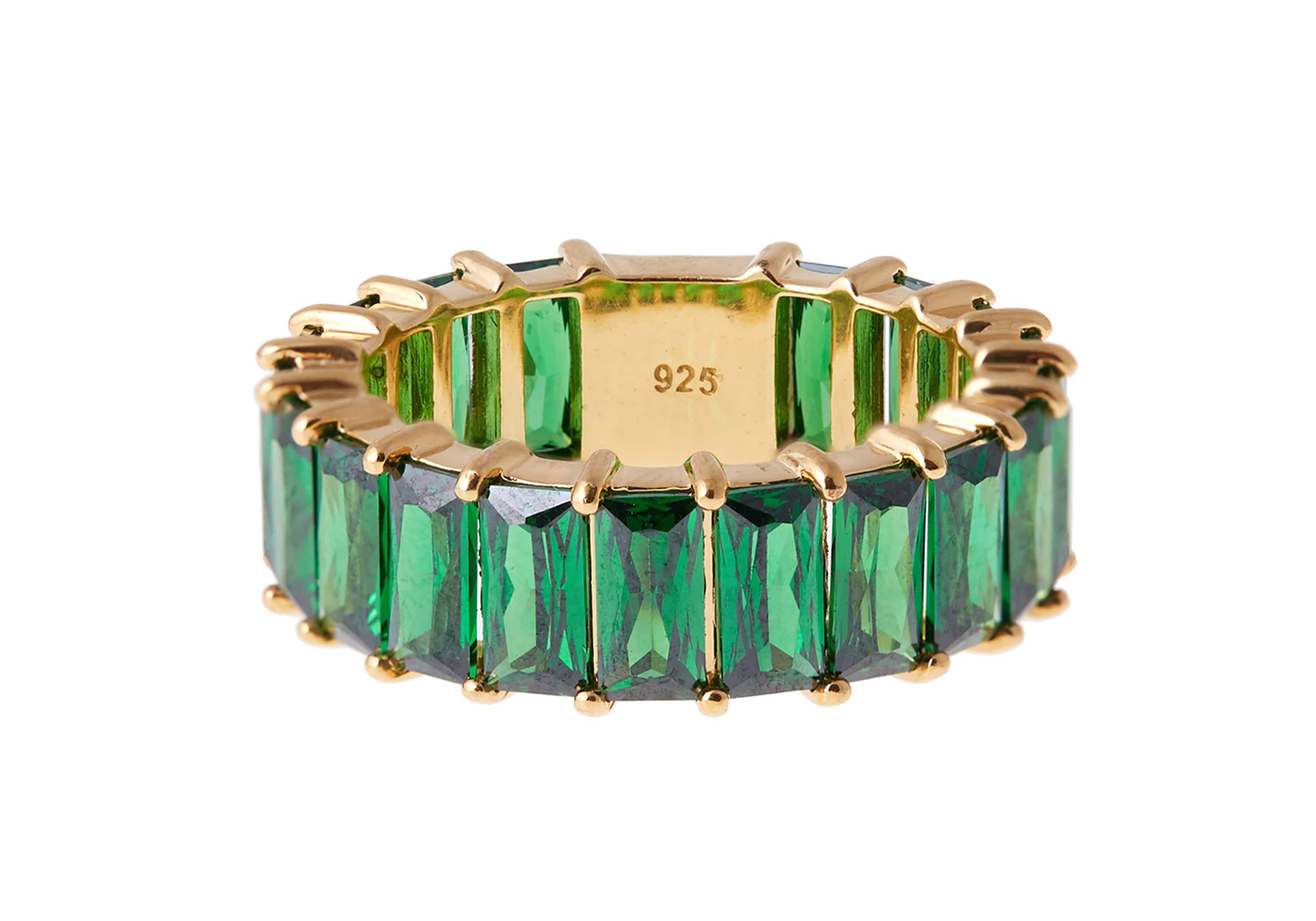 Judith Leiber Jewelry Green Baguette Eternity Ring