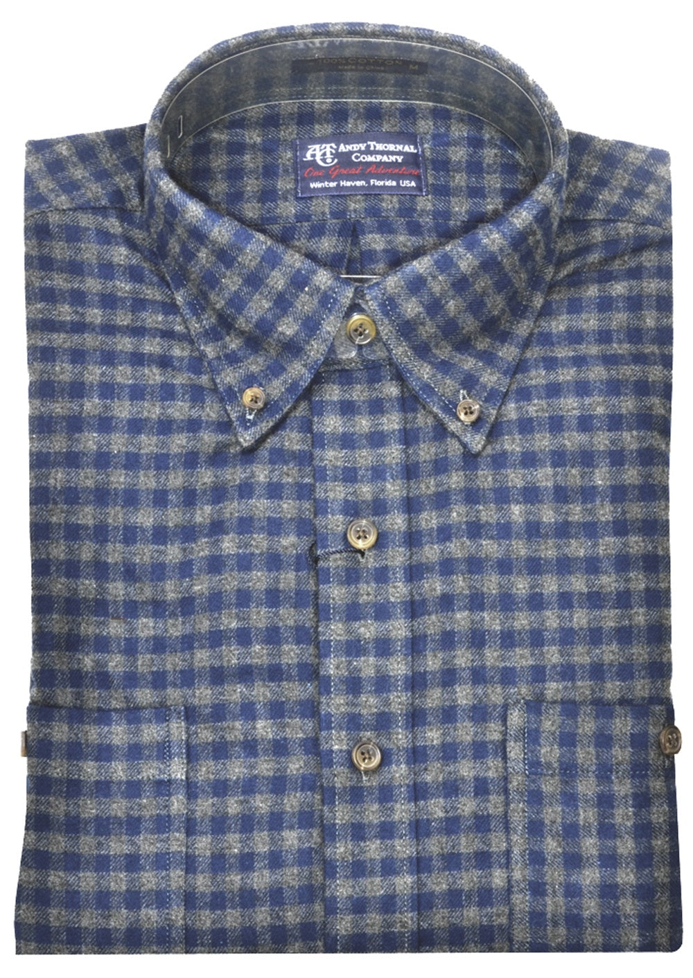 Gordon Men's LS BD Brushed Flannel Shirt/Navy Gray Plaid #WO2052 - Andy ...