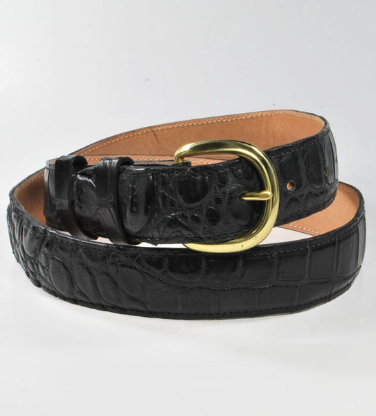 Men's Genuine Alligator Leather Belt - Soft Black - Andy Thornal Company