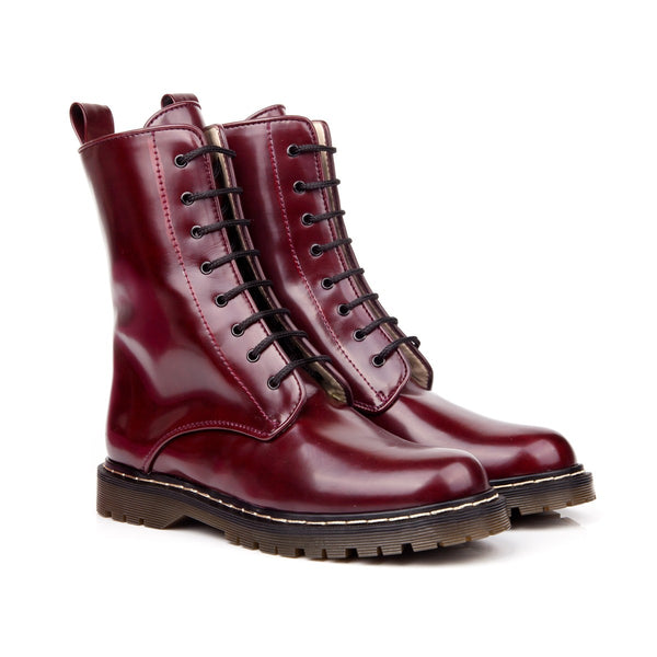 burgundy lace up boots