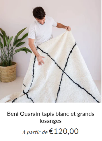 Beni Ouarain tapis blanc et grands losanges