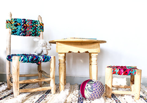 banc marocain chaise boucherouite artisanat soukcricus