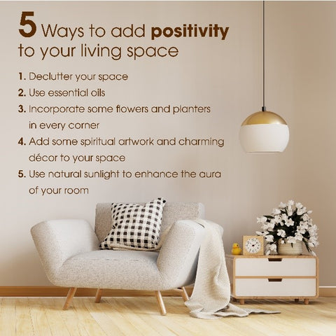 Infographic on how to add positivity to living room space