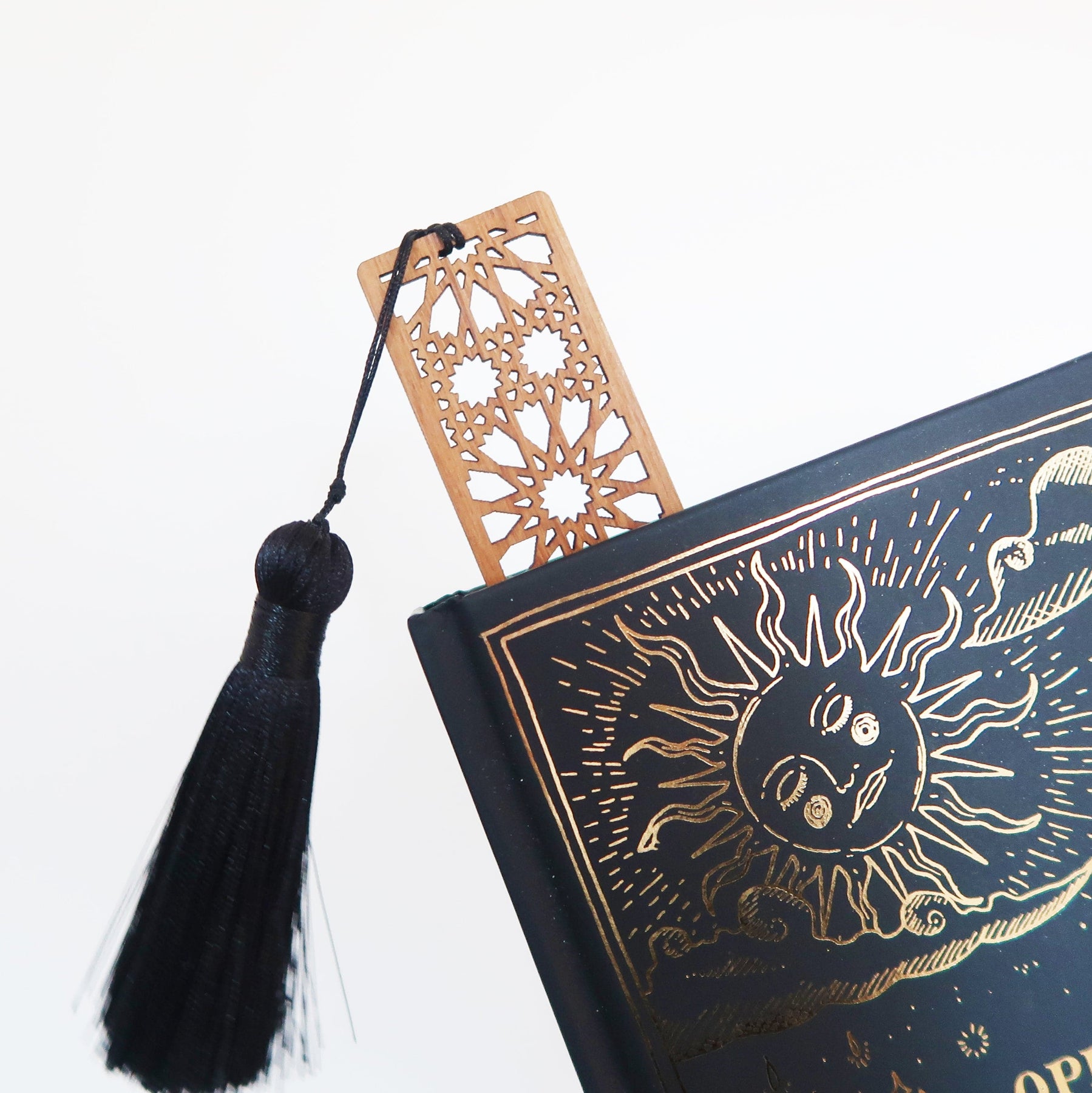 Celestial Leatherette Bookmark with Tassel Gold Accents by Oliver Smith &  Co, LLC